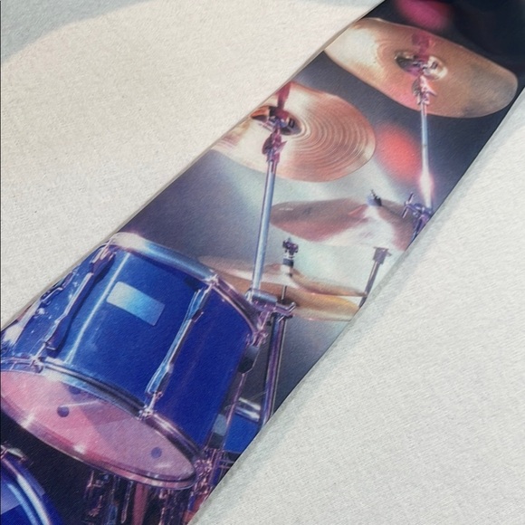 Ralph Marlin Silk Black and Blue Artistic Drum Set Tie Music Cymbals Base - Picture 8 of 8